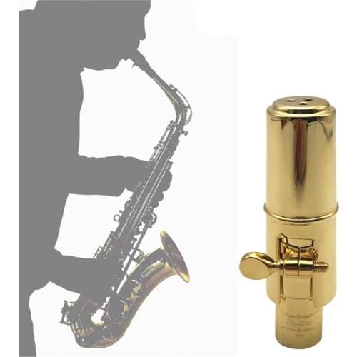 6Eb Alto Sax Saxophone Mouthpiece with Cap Brass Meta Nickel Plated Gilded Nozzle for Professionals Beginners Musical Instrument