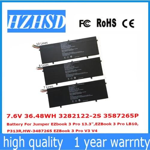 7.6V 36.48WH 3282122-2S 3587265P Battery For Jumper EZbook 3 Pro 13.3",EZBook 3 Pro LB10, P313R,HW-3487265 EZBook 3 Pro V3 V4