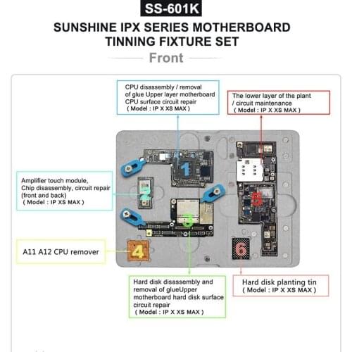 SS-601X Mainboard Fixture For iP XS MAX XS X Motherboard Welding Platform CPU cleaning glue Demolition repair station