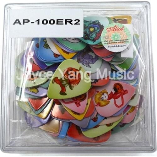 Alice AP-100-R2 Double-Printed Celluloid Guitar Picks Plectrums Medium 0.71/0.81mm With Plastic Box Case