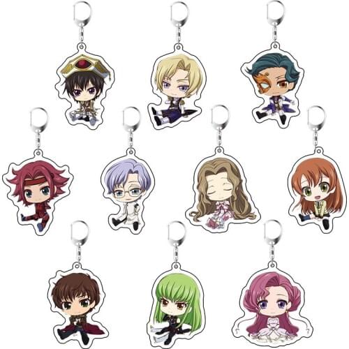 Anime Code Geass Keychain Japanese Cartoon GAIDEN Lelouch Acrylic Figure Car Key Holder Chain Pendants Keyring Jewelry Gift