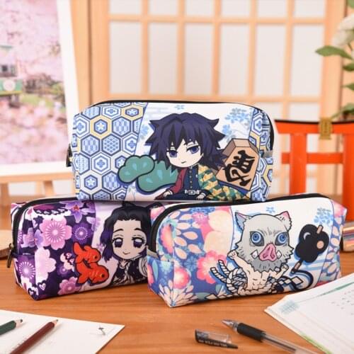 Anime Kimetsu No Yaiba Demon Slayer Kamado Tanjirou Nezuko Handbag Costume Pen Pencil Case Makeup stationery Bag Cosplay Prop