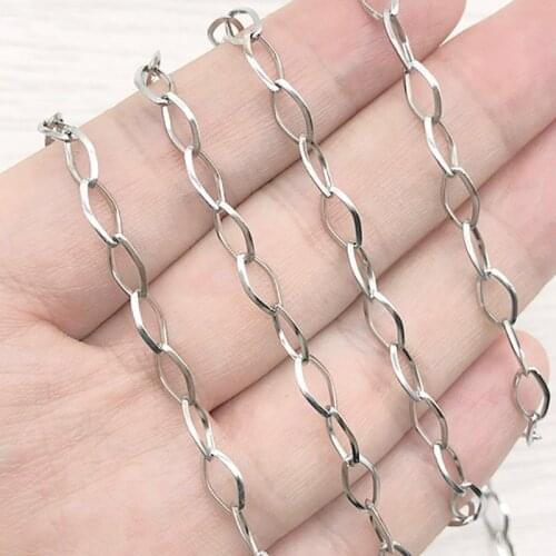 1Meter Stainless Steel Rhombus Shape Chain Bulk For DIY Bracelets Necklace Ankle Jewelry Making Findings Width 4.5mm