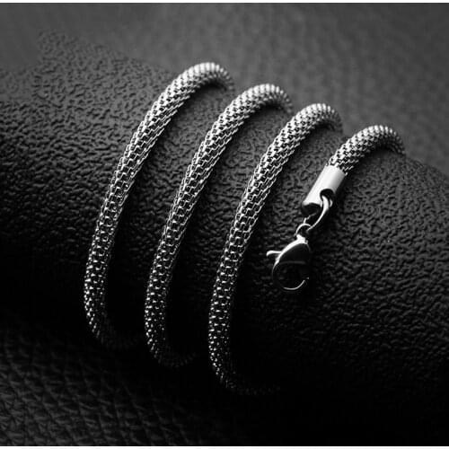 2mm 3mm Hollow Out Titanium Steel Snake Necklace Round Mesh Chain Stainless Steel Necklace Female Jewelry 50cm 55cm