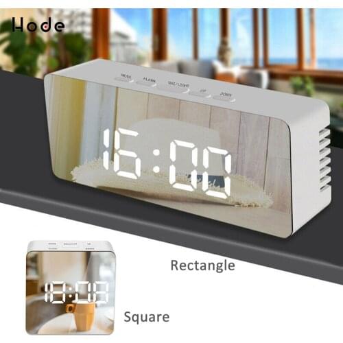Digital Mirror LED Alarm Clock Night Lights Thermometer Wall Clock Lamp Square Rectangle weather station