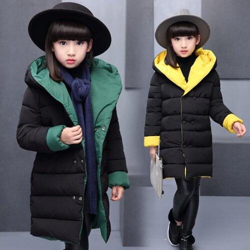 Children Winter Jackets Outerwear Baby Girls/Boys Hooded Parka Kids Double-sided Wear Down Coat Warm Cotton-padded clothing