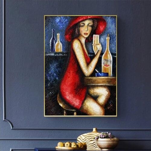 Diy Diamond Painting Abstract Art Woman Drinking At The Bar Rhinestone Mosaic Full Drill Embroidery Handmade Wall StickerZP-4548