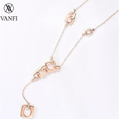 Kfvanfi customizable rose gold color rhinestone shell necklace women jewelry long necklace