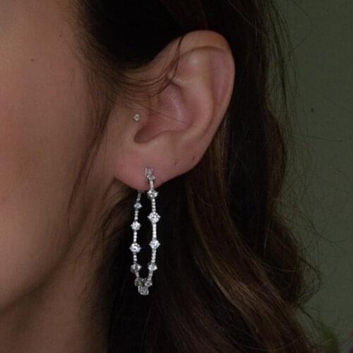 Classic geometric 2.5inch 60mm big cz circle hoop earring for women cz hoops