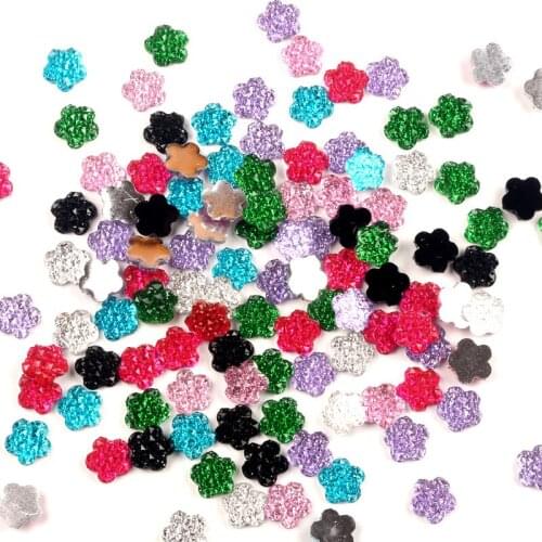LF 200Pcs 11x11mm Mixed Flower Crystal Resin Cabochon Flatback Decoration Crafts Embellishments For Scrapbooking Diy Accessories