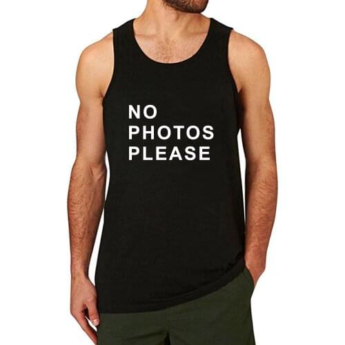 Lyprerazy Mens No Photos Please Workout Gym Funny Printed Tank Top