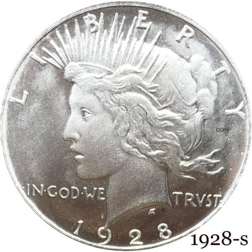 United States Of America US 1928 S Liberty Coin In God We Trust 1 One Peace Dollar Cupronickel Silver Plated Copy Coins