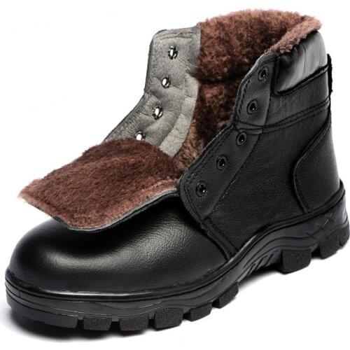 Working Shoes Man Steel Toe Safety Boots Genuine Leather Winter work Boots Men Fashion Cold-proof Tooling Safety Shoes Size 46