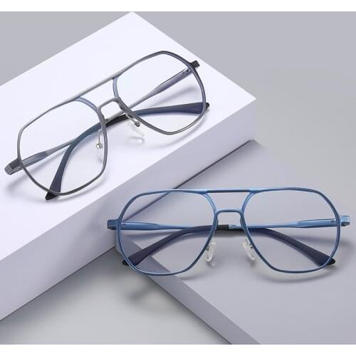 Al-Mg Eyeglasses Women Men Anti Blue Light Vintage Square Glasses For Computer 2021 Optical Frame