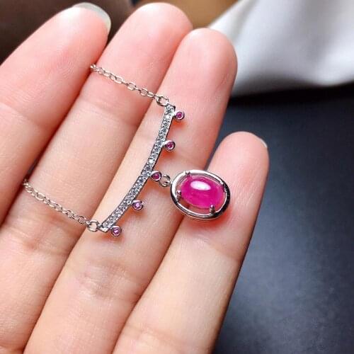 Natural red Egg ruby gem Necklace natural gemstone Pendant Necklace S925 silver Elegant Smiley row girls women wedding Jewelry