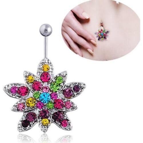 Piercing Europe and the United States fashion new colorful lotus navel buckle nail nose nail buried section