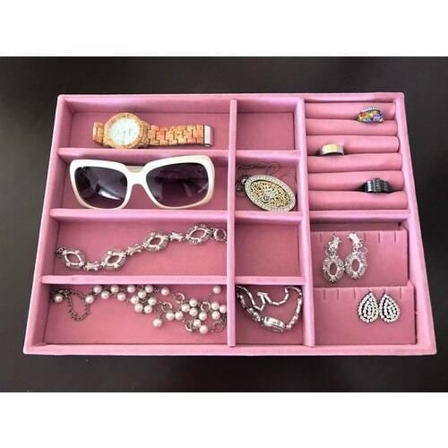 Enlightened Decor New Suede Pink Inside Drawer Jewelry Organizer Box