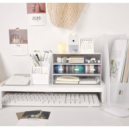 Transparent Drawer School Office Stationery Cosmetic Storage Box Free Combination Multi-layer Stackable Desktop Organizer Box
