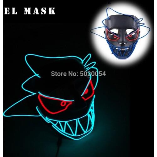 Drop Shipping Anime Cosplay Mask Led Rave Mask Neon Illuminated Monster Mask For Halloween Dance DJ Club