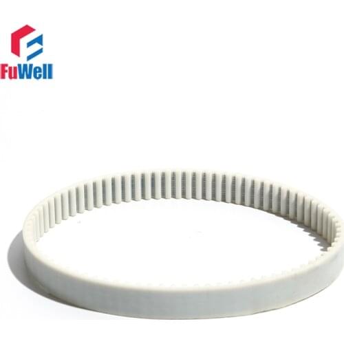 HTD5M White PU Timing Belt Closed Loop 15/20/25/30mm Width Pulley Belt 5M-2090/2100/2120/2140 Polyurethane Transmission Belt