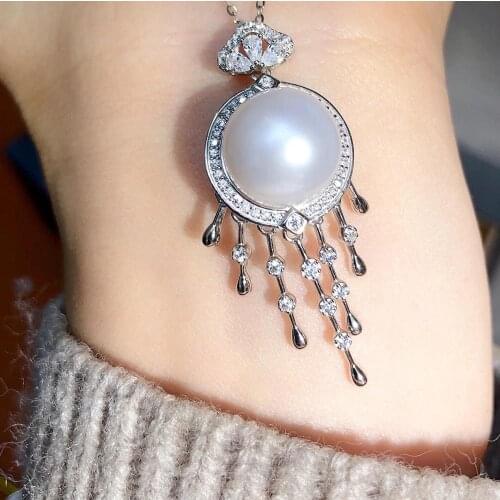 Wholesale Charm 925 Sterling Silver Pendant Base Settings Mountings Findings Parts for Pearl Crystal Jade Agate Beads Stones