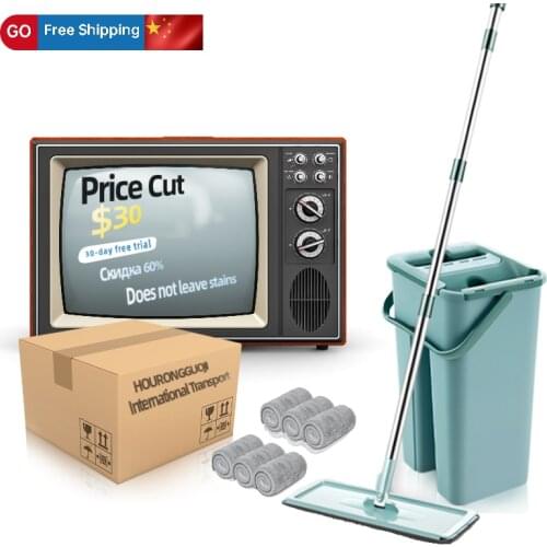 Super Brand Lazy Mop with Cleaning Bucket 360-degree Adjustable Mop Dries Fast Magical Cleaning Does Not Leave Stains