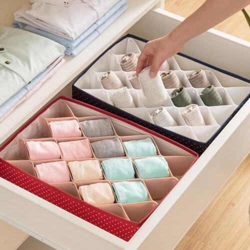 Foldable Storage Boxes Divide For Storing Socks Bras Scarves Organizer Box Storage Drawers Cloth Underwear Baskets