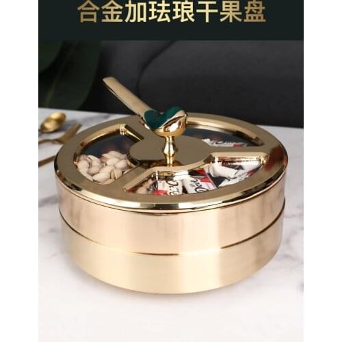 Alloy Light Luxury Home Fruit Tray Living Room Coffee Table High-end European High-end Dried Fruit Luxury Snack Tray Storage Box