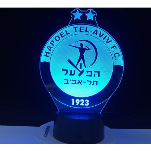 Israel Hapoel Tel Aviv LED Sign 3D LED Light Gadget Dropshipping Suppliers Support Custom Made Best 2019 Gift Set 1575
