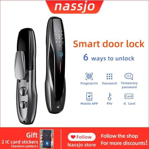 Nassjo Smart Door Lock Digital Lock Biometric Fingerprint Lock Intelligent Lock Outdoor Built-in doorbell Office Home Safety