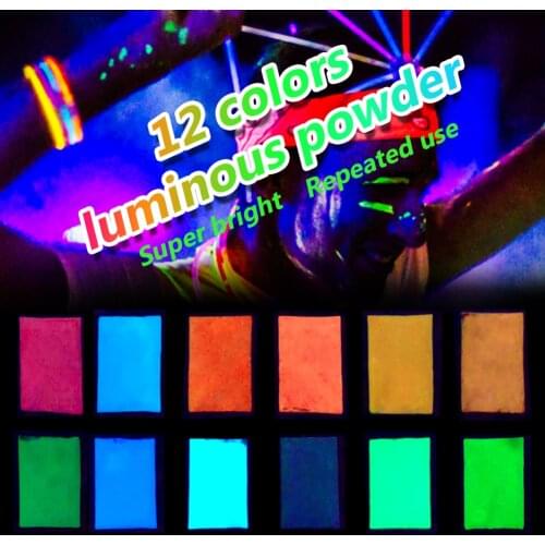 12 Color 10g DIY Glow In The Dark Bright Pigment Super Sand Luminous powder For Nail Art Fluorescent Slime Epoxy Resin Particles