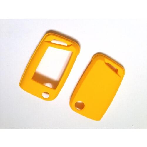 YELLOW Hard Plastic 5G0 Keyless Remote Key Fob Flip Key Protection Case Cover 3 Button For VW MK7