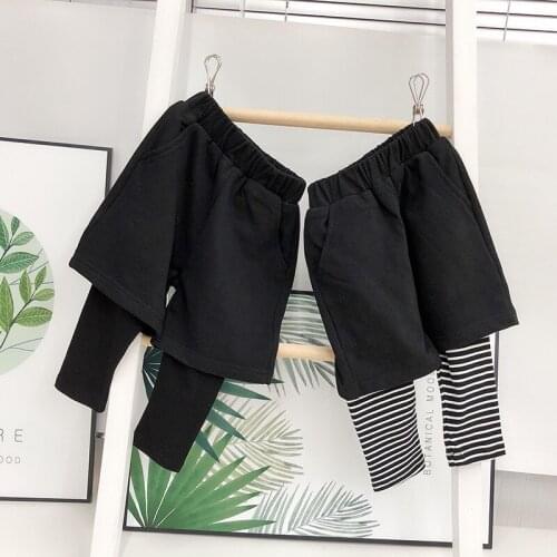 2 3 4 5 6 Years Toddler Boys Pants Spring Casual Shorts Fashion Striped Fake Two Pieces Trousers for Boys Kids Sweatpants 2020