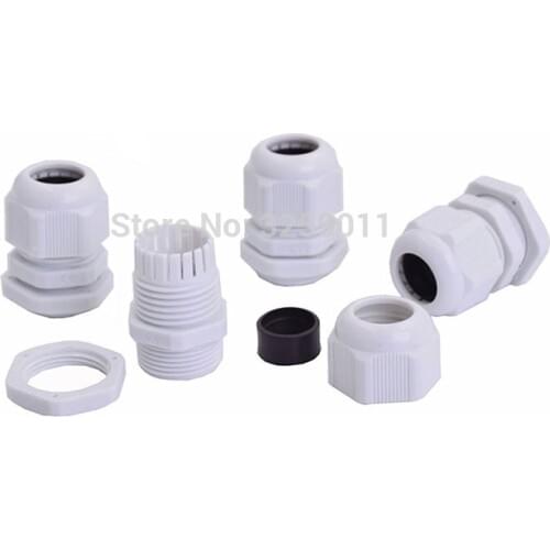 10PCS Cable Glands PG 19 Black White Waterproof Adjustable Nylon Connectors Joints With Gaskets 12-16mm For Electrical Appliance