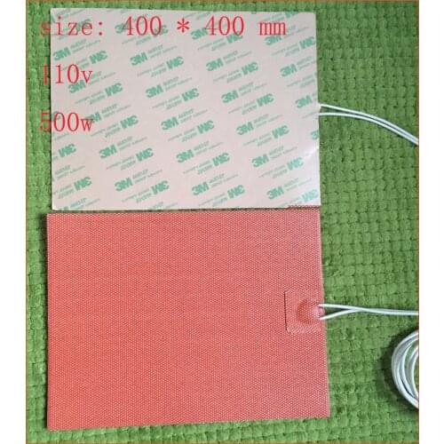 110v 500w 400 * 400 mm silicone riscaldamento pad / riscaldatore letto per stampante 3d con silicone heated bed film heater pad