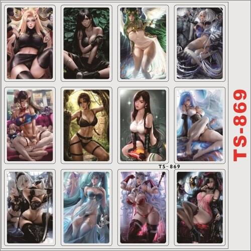 12pcs/set Two-dimensional Anime Peripheral Sexy Girl Laptop Refrigerator Luggage Bank Card Sticker TS-869