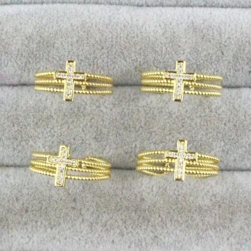 15pcs/lot Fashion rainbow colorful cz ring, adjustable plated cross cubic zircon ring,popular jewelry cheap wholesale