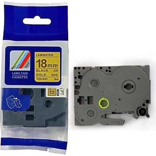 18mm Brother tze tape tz841 Tze-841 Tze841 tz841 tze 841 black on gold for P-touch label maker ribbon tape cartridge tape