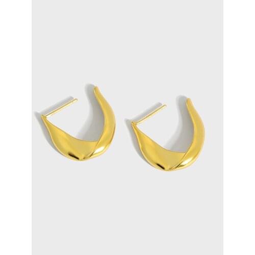 20MM 1Pair 100% Authentic 925 Sterling silver White/Gold Twisted "U" Shape Stud Earrings Fine jEWELRY TLE1221