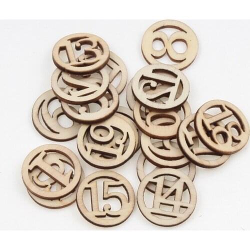 20pcs Natural Wooden Numbers Wood Chips For Scrapbooking Bookmarks Handmade DIY Kids Birthday Cake Party Decoration Accessory