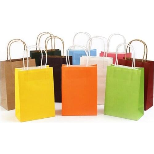 300pcs Jewelry Paper Bag Mini Kraft Paper Gift Handle Bag Wedding Party Candy Food Packaging Bag 10*5*12cm