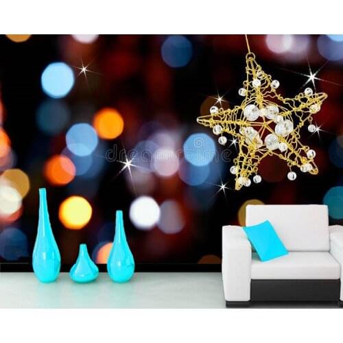 Christmas star with lights 3d wallpaper papel de parede,living room sofa tv wall bedroom party background wall restaurant mural