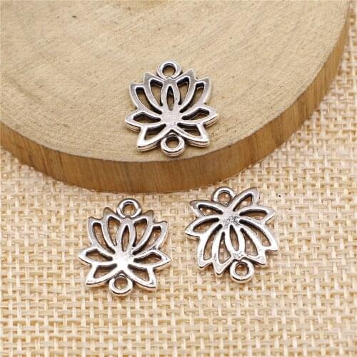 8pcs 14x16mm Tibetan Silver Color lotus Connector Charms Connector For Jewelry Making Jewelry Findings