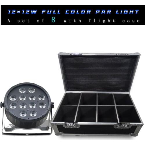 8pcs 12x12W led Par lights RGBW 4in1 12*12w flat par led dmx512 disco lights professional stage dj equipment with flight case