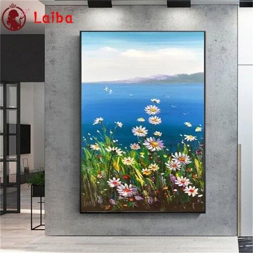 Diamond Mosaic Abstract colorful beautiful daisy flower round drill Cross Stitch Diamond Art Painting Full Square Decor For Home