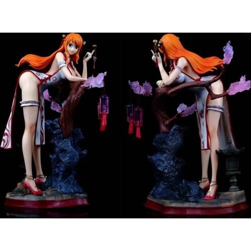 Anime O.n.e.P.i.e.c.e Antiquity Cheongsam Nami Little Thief Cat Scene Statue Sexy Beauty Model Boxed Figure About 29cm