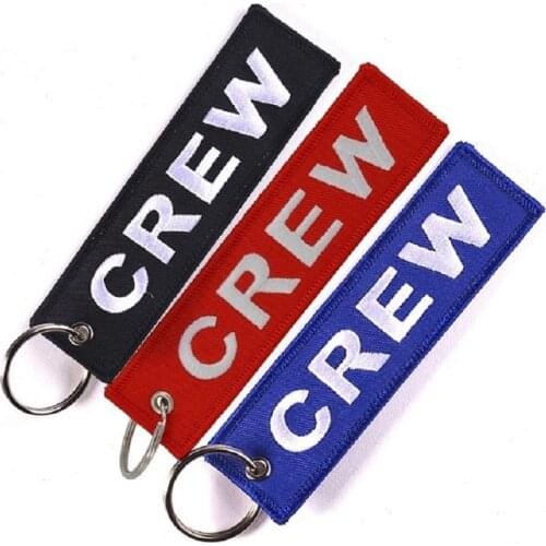 5PC/LOT POMPOM Crew Key Chains For Aviation Gifts Embroidery OEM Crew Keychain Key ring Size 12.5x2.5cm Polyester key protector