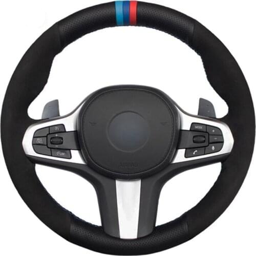 Car Steering Wheel Cover Black Genuine Leather Suede For BMW M G30 G31 G32 G20 G21 G11 G12 G14 G15 G16 X3 G01 X4 G02 X5 G05