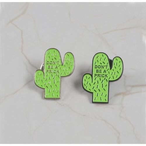 Black Silver Cactus Soft Enamel Brooch Pins Denim clothes bag buckle Button Badge Cartoon Green Plant Jewelry Gift for Friends