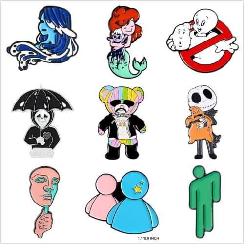 People Enamel Pins Cute Alien Lapel Badges For Clothes Clown Jewelry Collar Brooches Gifts Accessories For Kids Friends Bags